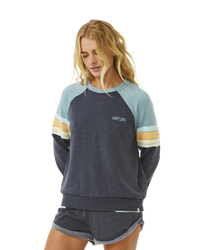 The Rip Curl Womens Surf Revival Raglan Sweatshirt in Dark Navy