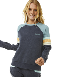 The Rip Curl Womens Surf Revival Raglan Sweatshirt in Dark Navy