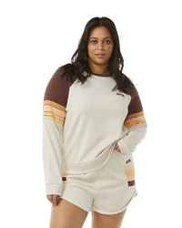 The Rip Curl Womens Surf Revival Raglan Sweatshirt in Oatmeal Marle