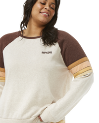 The Rip Curl Womens Surf Revival Raglan Sweatshirt in Oatmeal Marle