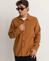 Textured Linen LS Shirt in Tobacco