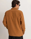 Textured Linen LS Shirt in Tobacco