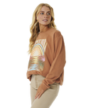 The Rip Curl Womens Glow Relaxed Sweatshirt in Light Brown