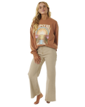 The Rip Curl Womens Glow Relaxed Sweatshirt in Light Brown