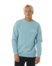 The Rip Curl Mens Stapler Sweatshirt in Dusty Blue