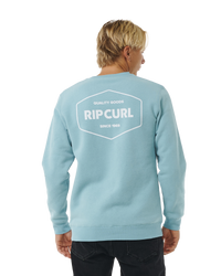 The Rip Curl Mens Stapler Sweatshirt in Dusty Blue