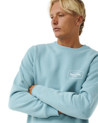 The Rip Curl Mens Stapler Sweatshirt in Dusty Blue