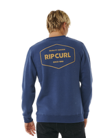 The Rip Curl Mens Stapler Sweatshirt in Washed Navy