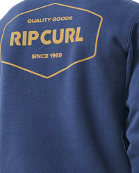 The Rip Curl Mens Stapler Sweatshirt in Washed Navy