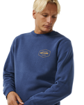 The Rip Curl Mens Stapler Sweatshirt in Washed Navy