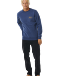 The Rip Curl Mens Stapler Sweatshirt in Washed Navy