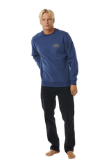 The Rip Curl Mens Stapler Sweatshirt in Washed Navy