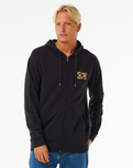 The Rip Curl Mens Tradition Zip Hoodie in Washed Black