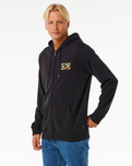 The Rip Curl Mens Tradition Zip Hoodie in Washed Black