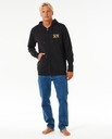 The Rip Curl Mens Tradition Zip Hoodie in Washed Black