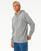 The Rip Curl Mens Tradition Zip Hoodie in Grey Marle