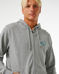 The Rip Curl Mens Tradition Zip Hoodie in Grey Marle