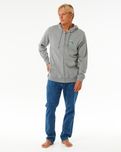 The Rip Curl Mens Tradition Zip Hoodie in Grey Marle