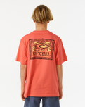 The Rip Curl Boys Boys Lost Islands Logo T-Shirt in Hot Coral