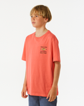 The Rip Curl Boys Boys Lost Islands Logo T-Shirt in Hot Coral