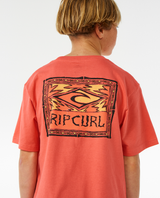 The Rip Curl Boys Boys Lost Islands Logo T-Shirt in Hot Coral