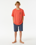 The Rip Curl Boys Boys Lost Islands Logo T-Shirt in Hot Coral