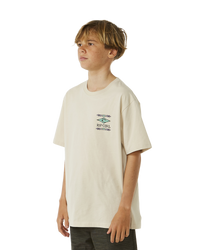 The Rip Curl Boys Boys Lost Islands Logo T-Shirt in Vintage White