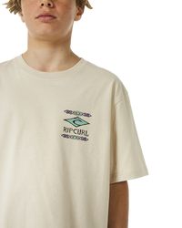 The Rip Curl Boys Boys Lost Islands Logo T-Shirt in Vintage White