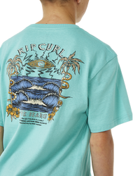 The Rip Curl Boys Boys Lost Island Art T-Shirt in Aqua