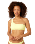 The Rip Curl Womens Custom Rib One Strap Bikini Top in Light Yellow