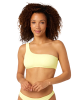 The Rip Curl Womens Custom Rib One Strap Bikini Top in Light Yellow