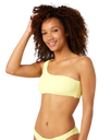 The Rip Curl Womens Custom Rib One Strap Bikini Top in Light Yellow