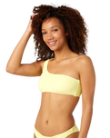 The Rip Curl Womens Custom Rib One Strap Bikini Top in Light Yellow