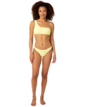 The Rip Curl Womens Custom Rib One Strap Bikini Top in Light Yellow