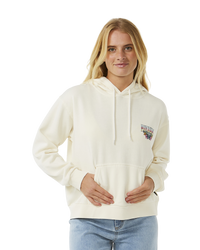 The Rip Curl Womens Block Party Relaxed Hoodie in Bone