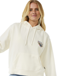 The Rip Curl Womens Block Party Relaxed Hoodie in Bone