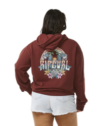 The Rip Curl Womens Block Party Relaxed Hoodie in Plum