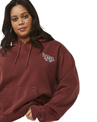 The Rip Curl Womens Block Party Relaxed Hoodie in Plum