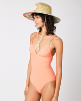 The Rip Curl Womens Modern One Piece Rib Swimsuit in Coral