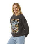 The Rip Curl Womens Tiki Tropic Relaxed Sweatshirt in Washed Black