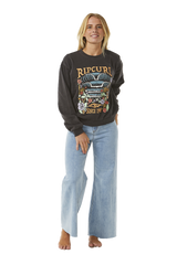 The Rip Curl Womens Tiki Tropic Relaxed Sweatshirt in Washed Black