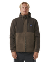 The Rip Curl Mens Anti-Series Search Hooded Zip Fleece Jacket in Rock