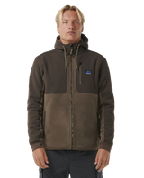 The Rip Curl Mens Anti-Series Search Hooded Zip Fleece Jacket in Rock