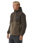 The Rip Curl Mens Anti-Series Search Hooded Zip Fleece Jacket in Rock