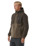 The Rip Curl Mens Anti-Series Search Hooded Zip Fleece Jacket in Rock