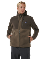 The Rip Curl Mens Anti-Series Search Hooded Zip Fleece Jacket in Rock