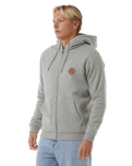 The Rip Curl Mens Icons Lines Zip Hoodie in Greym