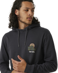 The Rip Curl Mens SWC Hays & Razed Hoodie in Washed Black