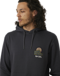 The Rip Curl Mens SWC Hays & Razed Hoodie in Washed Black