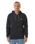 The Rip Curl Mens Horizon Zip Thru Hoodie in Washed Black